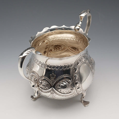 1906 British Antique Sterling Silver Sugar Bowl 236g Charles Horner