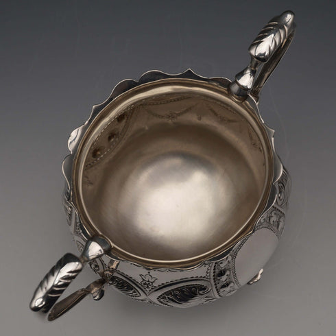 1906 British Antique Sterling Silver Sugar Bowl 236g Charles Horner