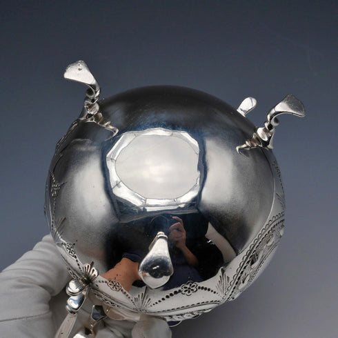 1906 British Antique Sterling Silver Sugar Bowl 236g Charles Horner