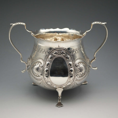 1906 British Antique Sterling Silver Sugar Bowl 236g Charles Horner