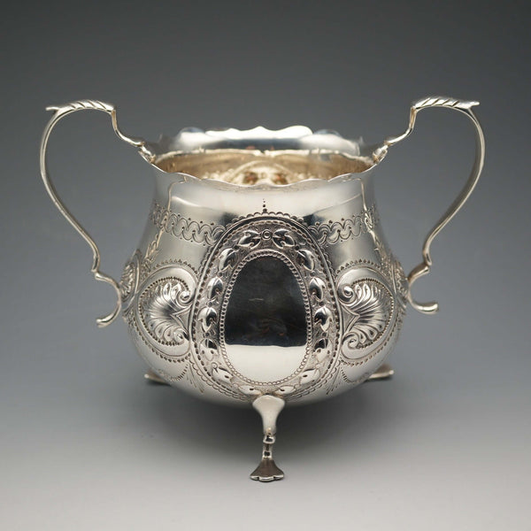 1906 British Antique Sterling Silver Sugar Bowl 236g Charles Horner