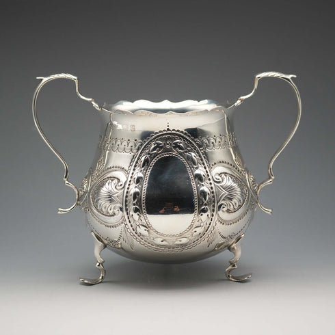 1906 British Antique Sterling Silver Sugar Bowl 236g Charles Horner