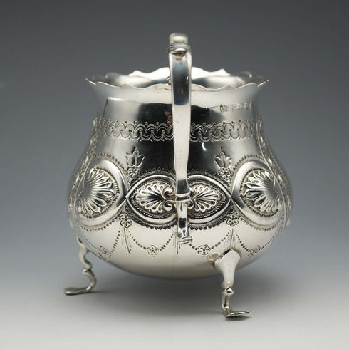 1906 British Antique Sterling Silver Sugar Bowl 236g Charles Horner