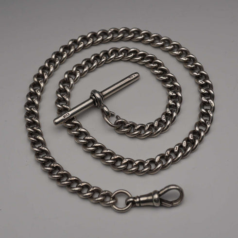 Circa 1919 English Antique Sterling Silver Albert Chain 40g (Fob not included)