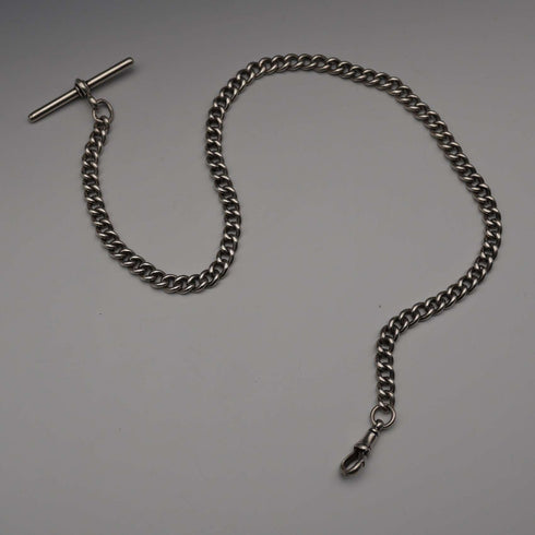 Circa 1919 English Antique Sterling Silver Albert Chain 40g (Fob not included)