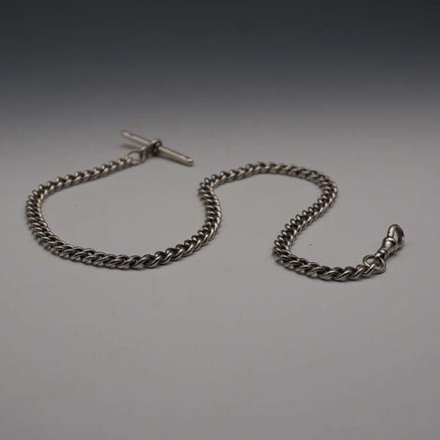 Circa 1919 English Antique Sterling Silver Albert Chain 40g (Fob not included)