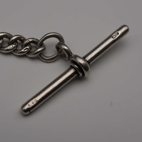 Circa 1919 English Antique Sterling Silver Albert Chain 40g (Fob not included)