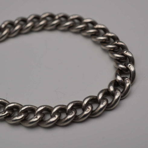 Circa 1919 English Antique Sterling Silver Albert Chain 40g (Fob not included)