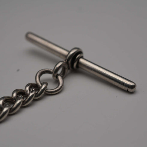 Circa 1919 English Antique Sterling Silver Albert Chain 40g (Fob not included)
