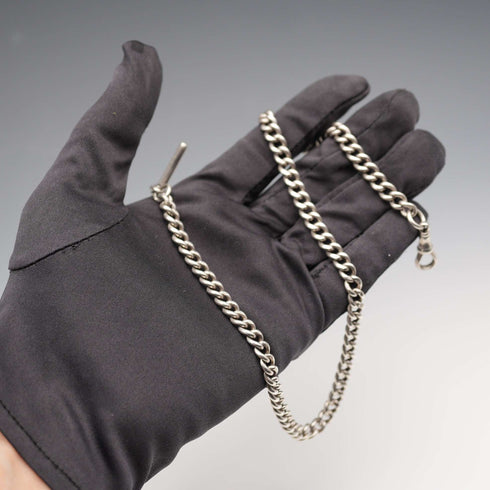 Circa 1919 English Antique Sterling Silver Albert Chain 40g (Fob not included)