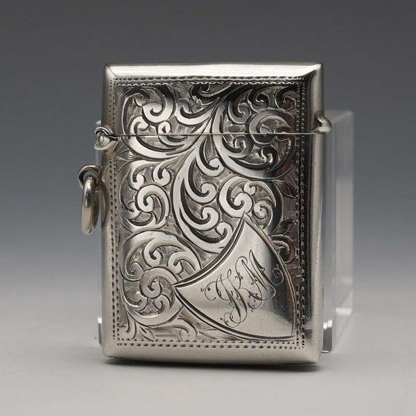 1900 English Antique Sterling Silver Vesta Case 22g S&A
