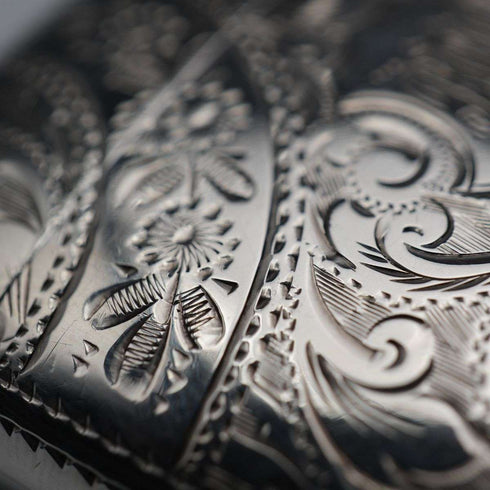 1901 British Antique Sterling Silver Curved Vesta Case for Left-Handed Users 38g Hilliard & Thomason