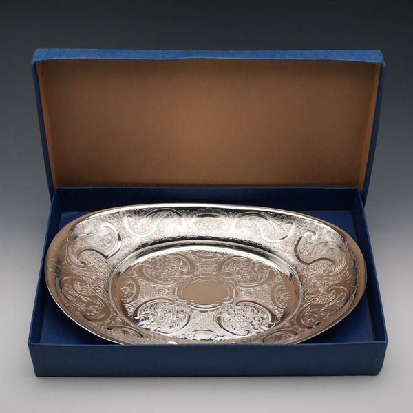 英国ヴィンテージ シルバープレート製 オーバルディッシュ Mappin&Webb 箱付き極美品