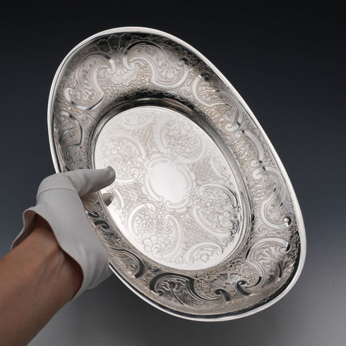 英国ヴィンテージ シルバープレート製 オーバルディッシュ Mappin&Webb 箱付き極美品