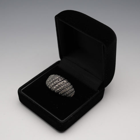 Vintage Sterling Silver & Marcasite Cluster Ring (Japan size 17)
