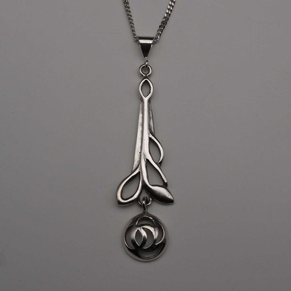 English Vintage Sterling Silver Glasgow Rose Pendant with Sterling Silver Chain