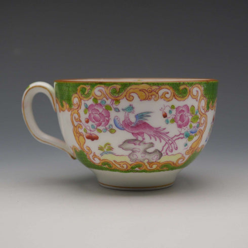 English Antique Minton Green Cockatrice Cup & Saucer