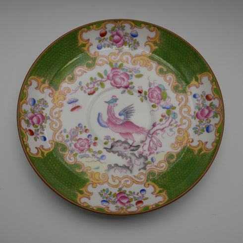 English Antique Minton Green Cockatrice Cup & Saucer