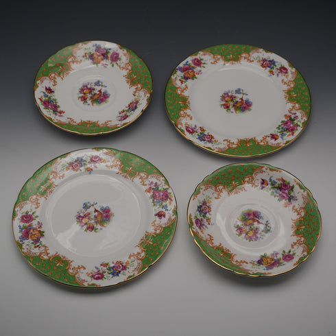 UK Vintage Paragon "Rockingham Green" Teacup Trio Pair
