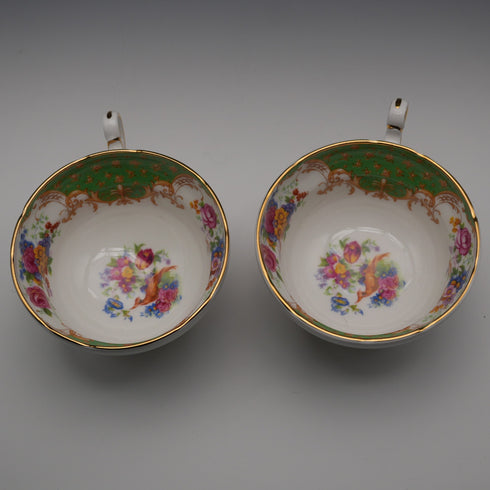 UK Vintage Paragon "Rockingham Green" Teacup Trio Pair