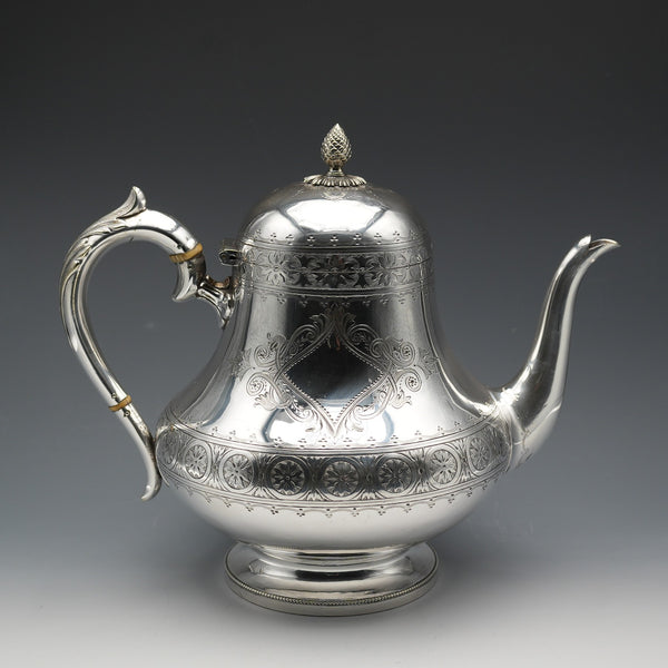 1880年頃 英国アンティーク シルバープレート製 ティーポット メーカー不明