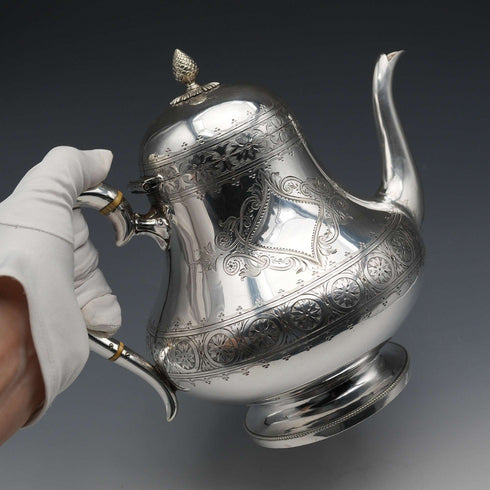 1880年頃 英国アンティーク シルバープレート製 ティーポット メーカー不明