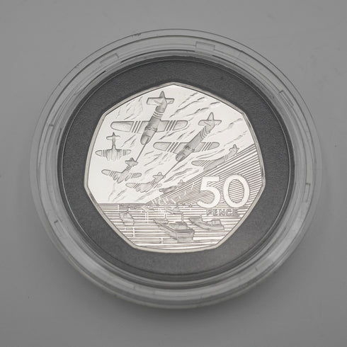 英国 50ペンス記念銀貨 第二次世界大戦 D-デ50周年 RoyalMint ケース・説明書付