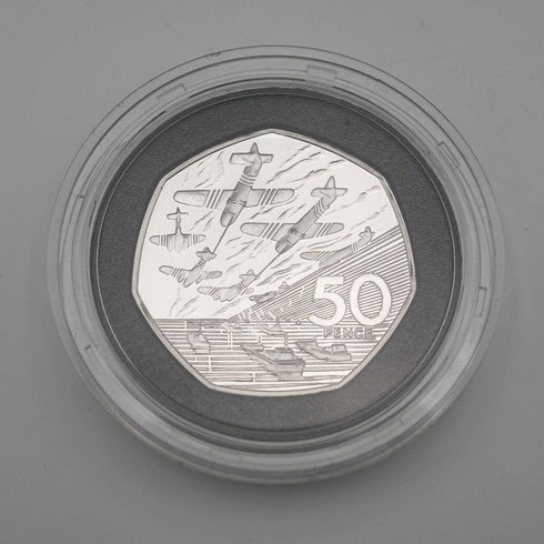 UK 50 Pence Commemorative Silver Coin World War II D-Day 50th Anniversary Royal Mint with Case and Certificate