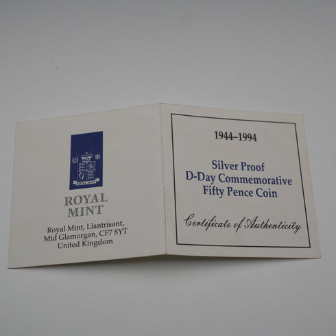 英国 50ペンス記念銀貨 第二次世界大戦 D-デ50周年 RoyalMint ケース・説明書付