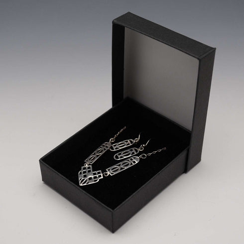 British Vintage Rennie Mackintosh Style Sterling Silver Necklace & Earrings Kit Heath