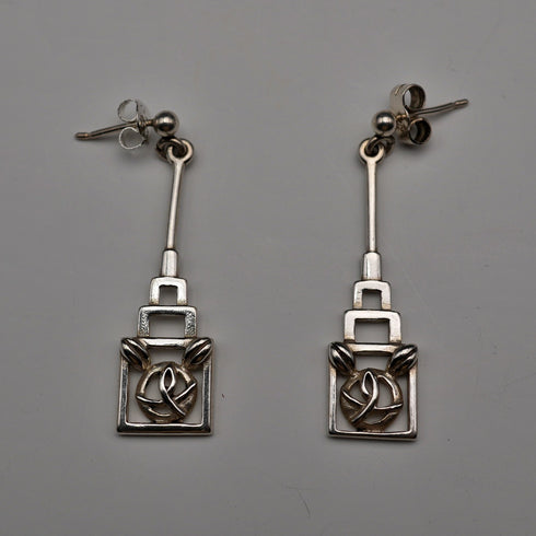 UK Vintage Rennie Mackintosh Style Sterling Silver Stud Earrings Carrick