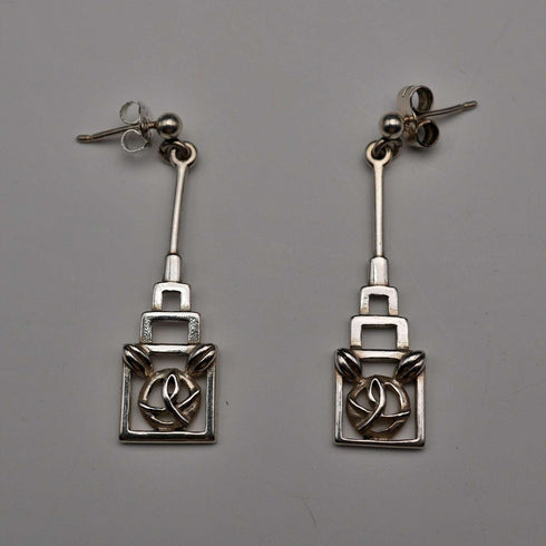 UK Vintage Rennie Mackintosh Style Sterling Silver Stud Earrings Carrick