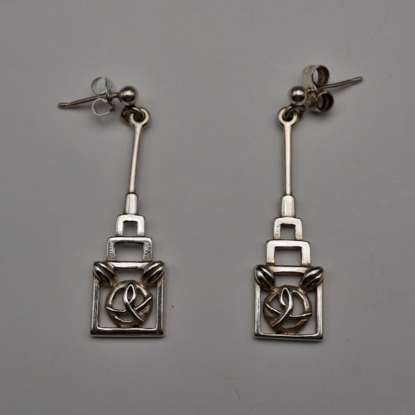 UK Vintage Rennie Mackintosh Style Sterling Silver Stud Earrings Carrick
