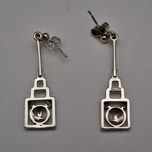 UK Vintage Rennie Mackintosh Style Sterling Silver Stud Earrings Carrick
