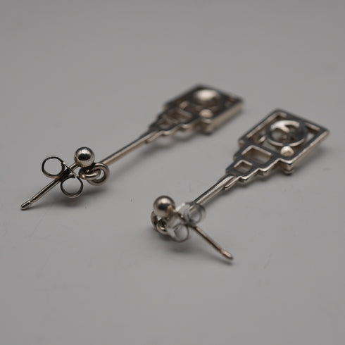 UK Vintage Rennie Mackintosh Style Sterling Silver Stud Earrings Carrick