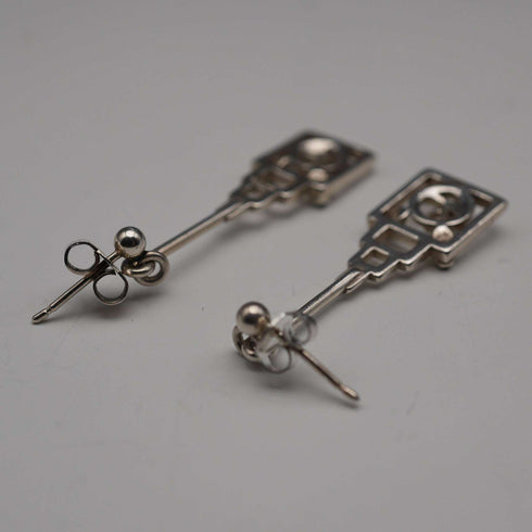 UK Vintage Rennie Mackintosh Style Sterling Silver Stud Earrings Carrick
