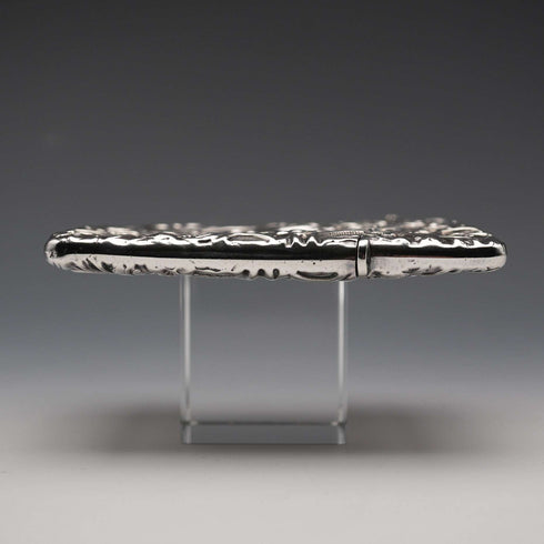 1904 English Antique Embossed Sterling Silver Card Case 62g L&W