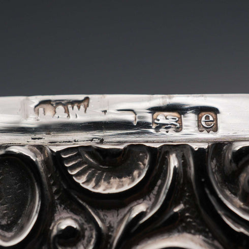 1904 English Antique Embossed Sterling Silver Card Case 62g L&W