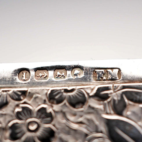 1885 English Antique Sterling Silver Card Case 54g Frederick Marson