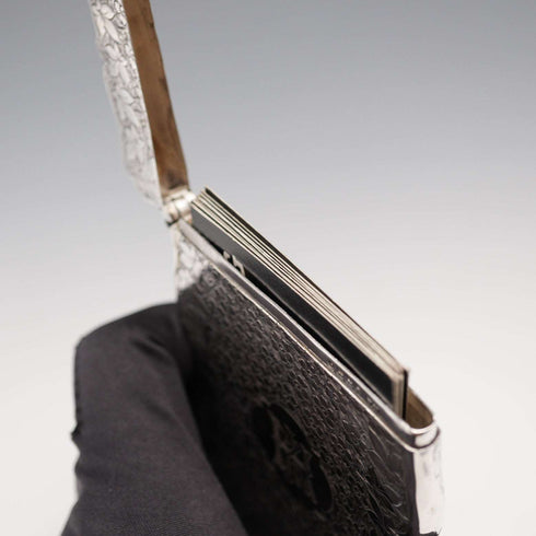 1885 English Antique Sterling Silver Card Case 54g Frederick Marson