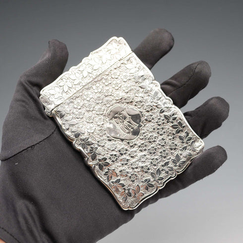 1885 English Antique Sterling Silver Card Case 54g Frederick Marson