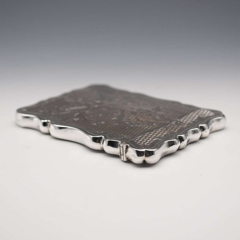 1902 English Antique Sterling Silver Card Case 61g Sydney&Co
