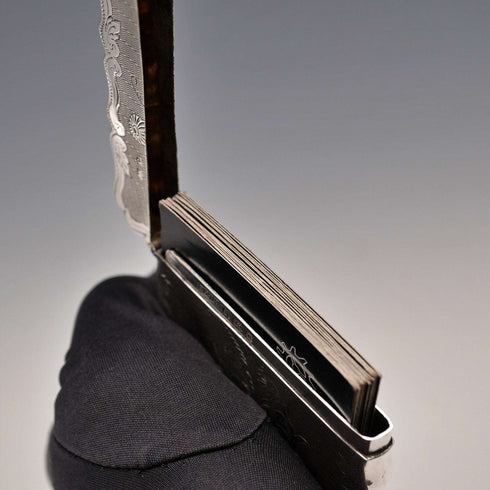 1902 English Antique Sterling Silver Card Case 61g Sydney&Co