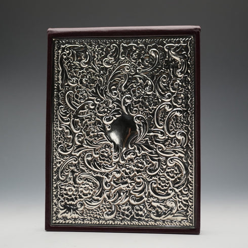 Whitehill Silver Unused British Vintage Sterling Silver Mounted Leather-Bound Address Book