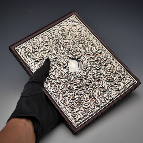 Whitehill Silver Unused British Vintage Sterling Silver Mounted Leather-Bound Address Book