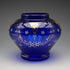 British Vintage Victorian Style Blue Glass Enamel Decorated Flower Vase