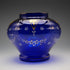 British Vintage Victorian Style Blue Glass Enamel Decorated Flower Vase