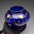 British Vintage Victorian Style Blue Glass Enamel Decorated Flower Vase