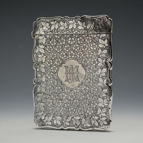 1885 English Antique Sterling Silver Card Case 54g Frederick Marson