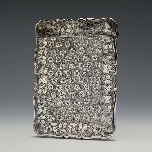 1885 English Antique Sterling Silver Card Case 54g Frederick Marson